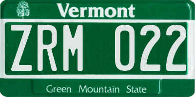 VT license plate ZRM022