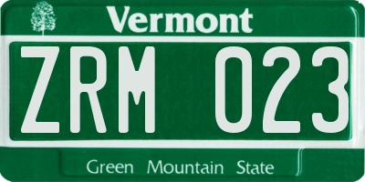 VT license plate ZRM023