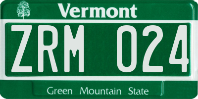 VT license plate ZRM024