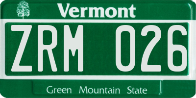 VT license plate ZRM026