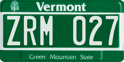 VT license plate ZRM027