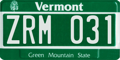 VT license plate ZRM031