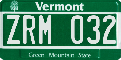 VT license plate ZRM032