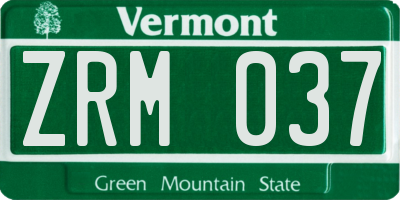 VT license plate ZRM037