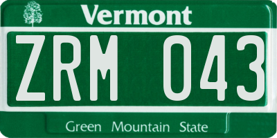 VT license plate ZRM043