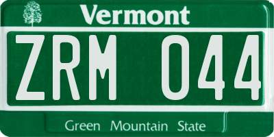 VT license plate ZRM044