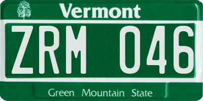 VT license plate ZRM046