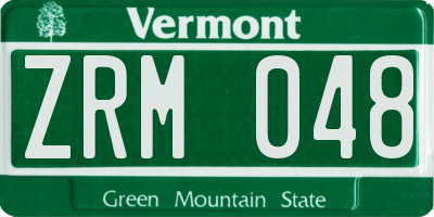 VT license plate ZRM048