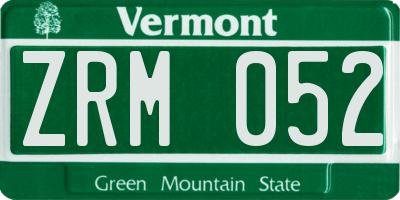 VT license plate ZRM052