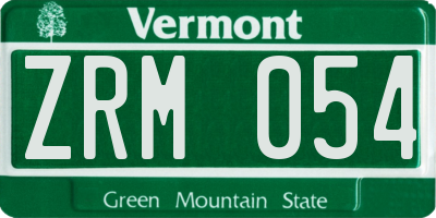 VT license plate ZRM054