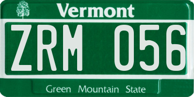 VT license plate ZRM056