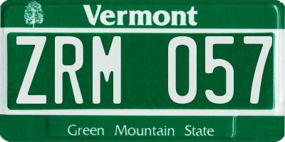 VT license plate ZRM057