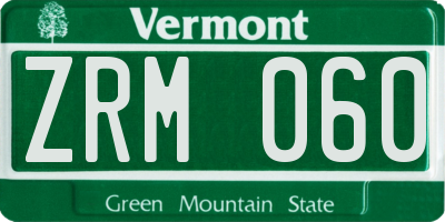 VT license plate ZRM060
