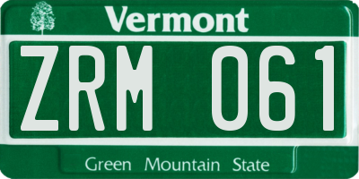 VT license plate ZRM061