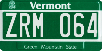 VT license plate ZRM064