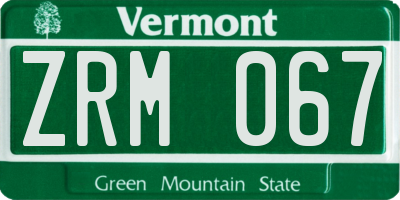 VT license plate ZRM067