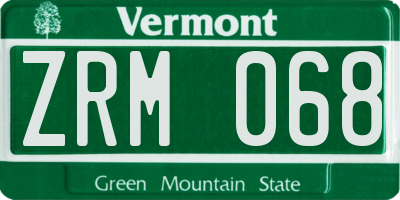 VT license plate ZRM068