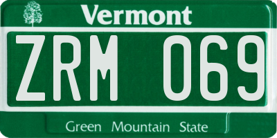 VT license plate ZRM069