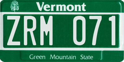 VT license plate ZRM071