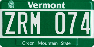 VT license plate ZRM074