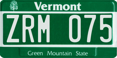 VT license plate ZRM075