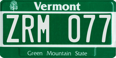 VT license plate ZRM077