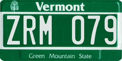 VT license plate ZRM079