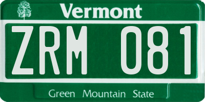 VT license plate ZRM081