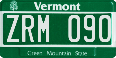 VT license plate ZRM090