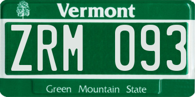 VT license plate ZRM093