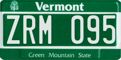 VT license plate ZRM095