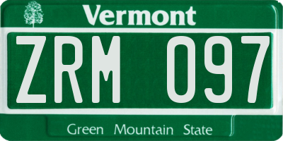 VT license plate ZRM097