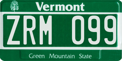 VT license plate ZRM099