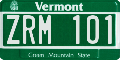 VT license plate ZRM101