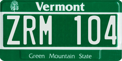 VT license plate ZRM104