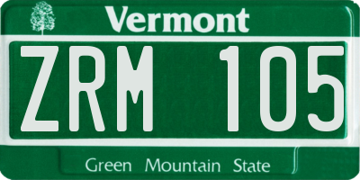 VT license plate ZRM105