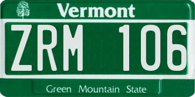 VT license plate ZRM106