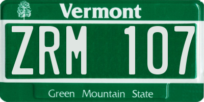 VT license plate ZRM107