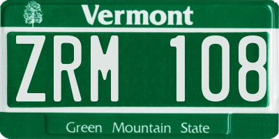 VT license plate ZRM108