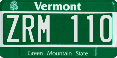 VT license plate ZRM110