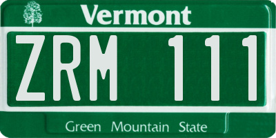VT license plate ZRM111