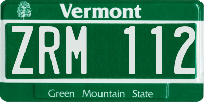 VT license plate ZRM112