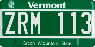 VT license plate ZRM113