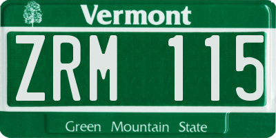 VT license plate ZRM115