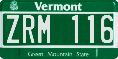 VT license plate ZRM116