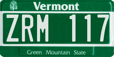 VT license plate ZRM117