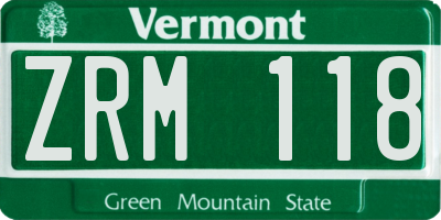 VT license plate ZRM118