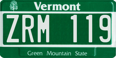 VT license plate ZRM119