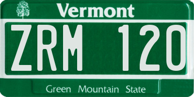VT license plate ZRM120