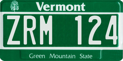 VT license plate ZRM124